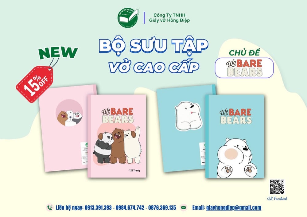Bộ sưu tập vở cao cấp chủ đề We Bare Bears
